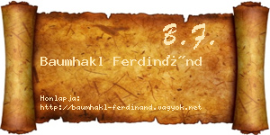 Baumhakl Ferdinánd névjegykártya